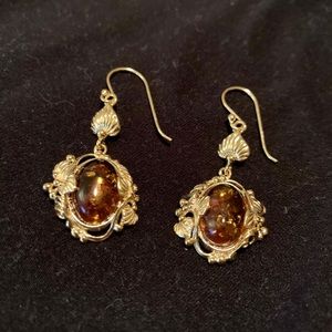 18k Gold over Sterling Silver Amber Earrings